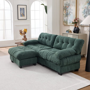 English Elm Modular Cloud Sectional with Ottoman Deep Seat Flannelette Sofa for Living Room Green W2120S00023
