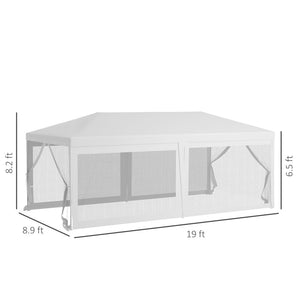 English Elm Outsunny 10' X 20' Elegant Party Tent Canopy With 6 Removable Sidewalls For Outdoor Events & Bbqs W2225P174136-GIGA