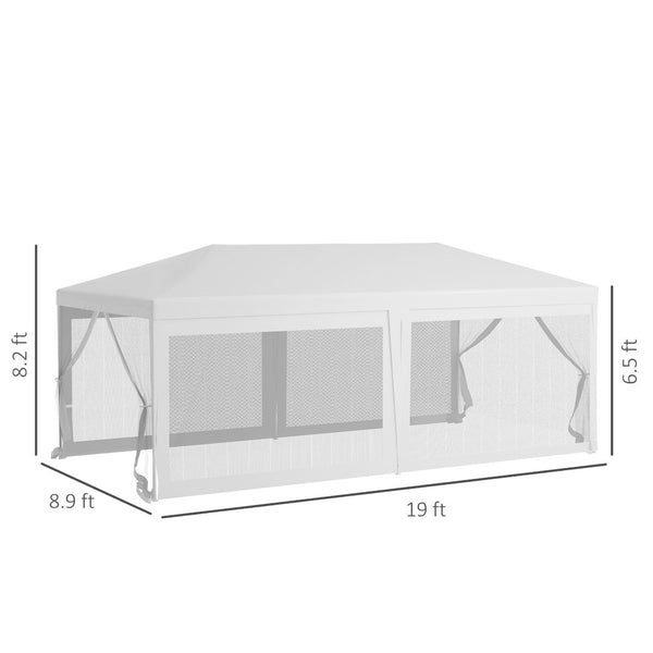English Elm Outsunny 10' X 20' Elegant Party Tent Canopy With 6 Removable Sidewalls For Outdoor Events & Bbqs W2225P174136-GIGA