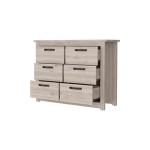 English Elm Westport Light Grey Six-Drawer Double Dresser with Superior Top, Metal Hardware, Sturdy Legs, 47" B128S00117