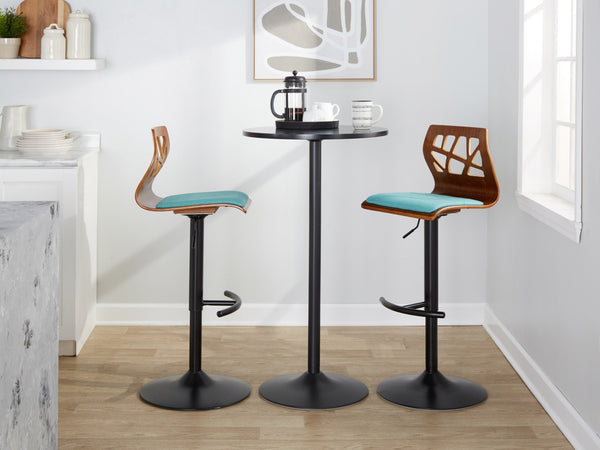 English Elm Adjustable Swivel Barstools Mid-century Metal and Walnut Base Set of 2 for Kitchen B202S02180