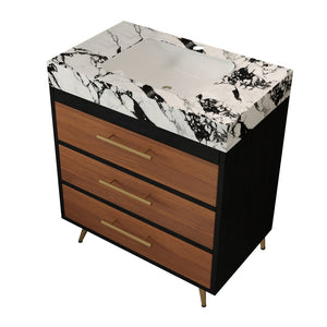 English Elm Modern Freestanding Vanity with Sintered Stone Top Ceramic Sink and Gold Steel Legs W3136S00054