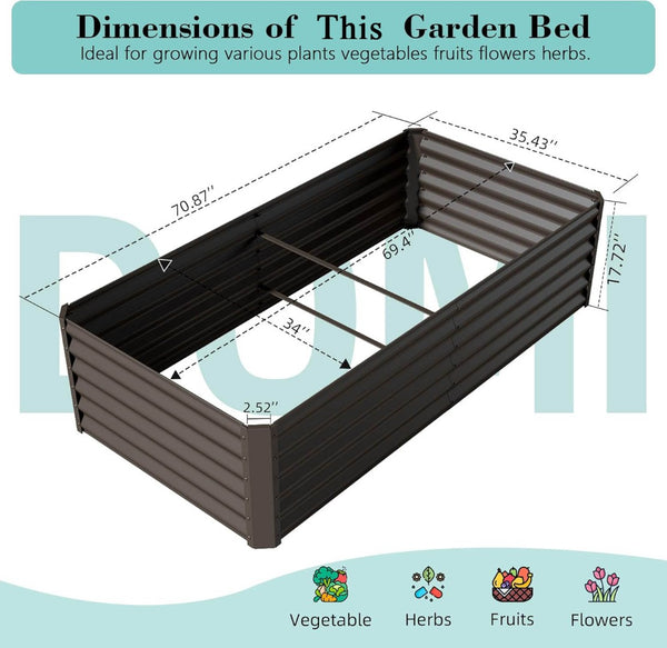 English Elm 6x3x1.5ft Galvanized Steel Raised Garden Bed Deep Root Planter for Yard Vegetables Brown W1859P430211