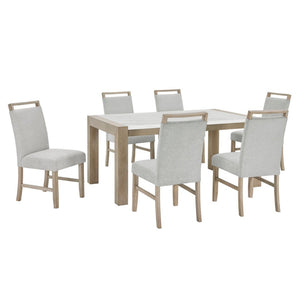 English Elm Louisa 7 Piece Faux Marble Rectangular Dining Set with Six Upholstered Chairs B2749S00312