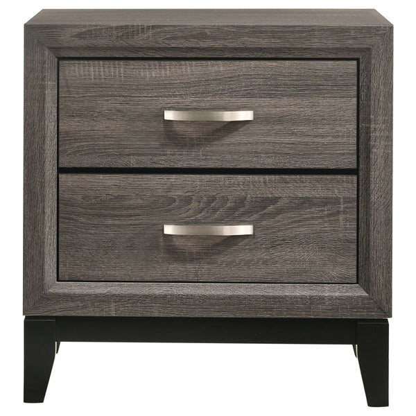 English Elm Carina 4-Piece Queen Panel Bedroom Set In Grey Oak & Black - Modern Chic Design With Storage Solutions B062S00903