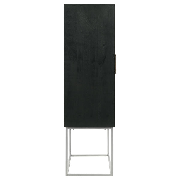 English Elm Washoe Rustic Walnut & Black 2-Door Bar Cabinet with Wine Rack, Stemware Storage, Industrial Frame B062P358300
