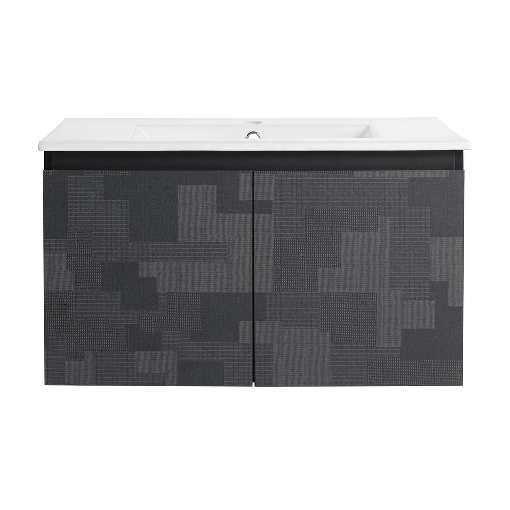 English Elm 30'' Floating Wall-Mounted Bathroom Vanity Set With Ceramic Sink, Soft-Close Doors & Modern Design W999S00209