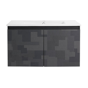English Elm 30'' Floating Wall-Mounted Bathroom Vanity Set With Ceramic Sink, Soft-Close Doors & Modern Design W999S00209