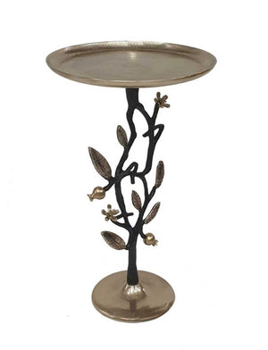 English Elm 13.8x13.8x24" Gold Aluminum Rope Knot Side Table with Polished White Marble Base W2078P461587