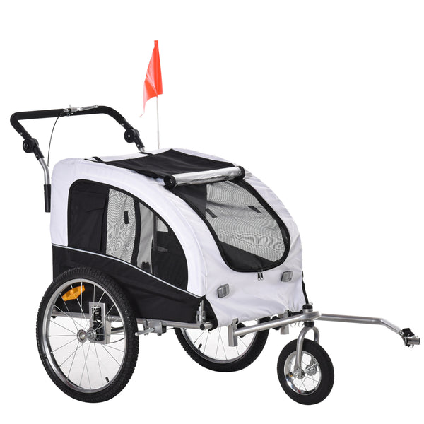 English Elm Aosom 2‑in‑1 Dog Bike Trailer & Pet Stroller with Canopy, Vent Roof, Storage Pockets, Steel Frame W2225P173805