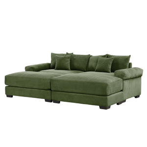 English Elm 92" Oversized Cloud Modular Sectional Couch - Plush Corduroy, Deep Seating, 6 Pillows & Ottoman! W714S01331