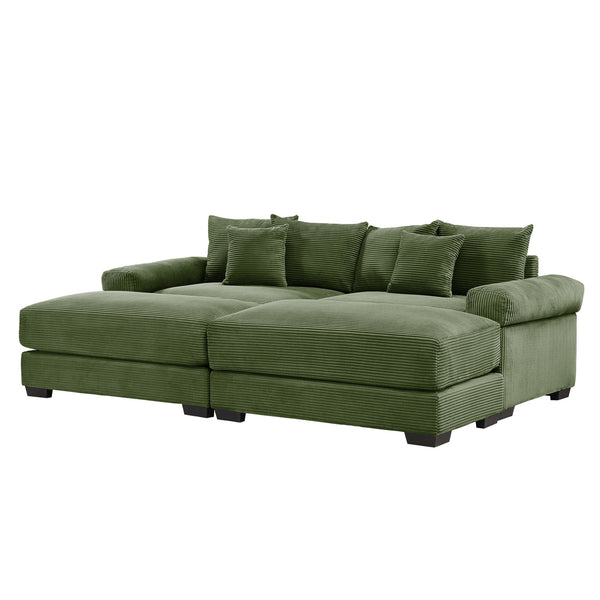 English Elm 92" Oversized Cloud Modular Sectional Couch - Plush Corduroy, Deep Seating, 6 Pillows & Ottoman! W714S01331