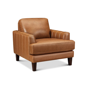 English Elm Cassia Top-Grain Leather Chair with Pocket Coil Seats, Memory Foam & Feather Down Comfort B2705P338098