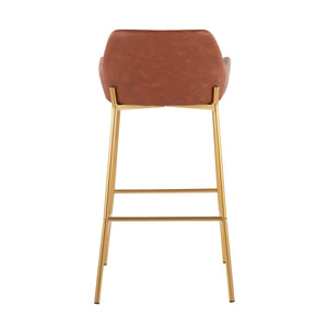 English Elm Daniella Contemporary Glam Bar Stool Set Of 2 In Gold Metal & Camel Faux Leather For Chic Spaces B202S00528