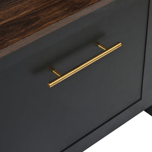 English Elm On-trend Entryway Hall Tree with Gold Hooks Bench Drawers and Shoe Cabinet Storage Black N721S000056B-1