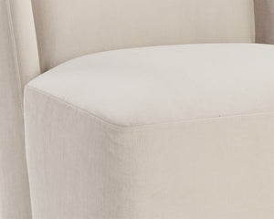 Sunpan Amita Wheeled Dining Chair - Elegant Upholstered Design with Moisture Repellent Performance Fabric Piccolo Prosecco