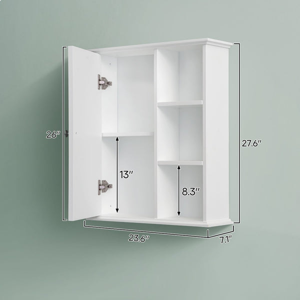 English Elm Upgraded Wall Mounted Bathroom Cabinet Mdf Soft Close Over Toilet Organizer White T3785P356593