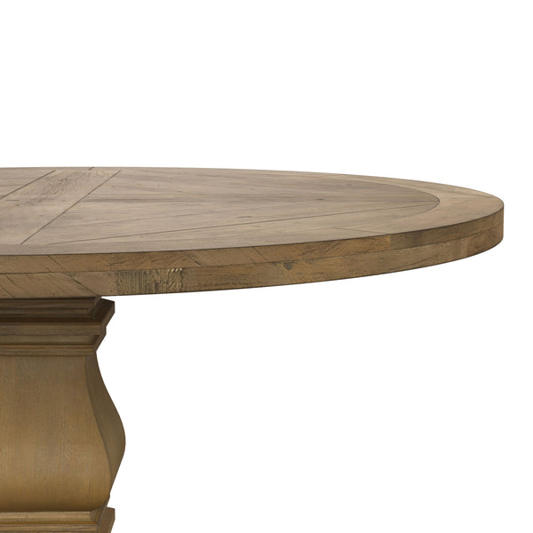 English Elm Rhea Rustic Honey Round Wood Dining Table with Solid Pine & Mahogany, Vintage Charm, Sturdy Elegance B062S00675