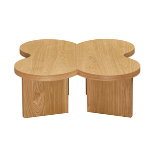 English Elm Modern Butterfly Coffee Table MDF 31.5" — Elegant Split Design, Spacious Top, Versatile Living Room Accent Natural W876P353937