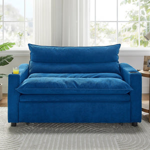English Elm Convertible Velvet Sleeper Loveseat with Adjustable Backrest for Compact Living Spaces W1117P265778
