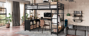 English Elm Metal Twin Xl Loft Bed with L Shaped Desk Wardrobe and Storage for Teens W1580S00370