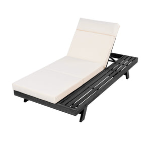 English Elm Lounge Chaise Outdoor Acacia Wood Slatted Frame with Water Resistant Cushion Resort Style Black,Cream N770P442B67C