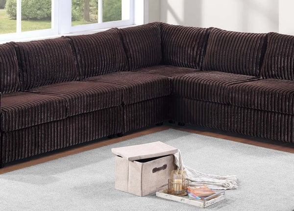 English Elm Black Corduroy L-shaped Sectional Sofa Modular 4 Piece Living Room Seating Set Coffee B011S02218