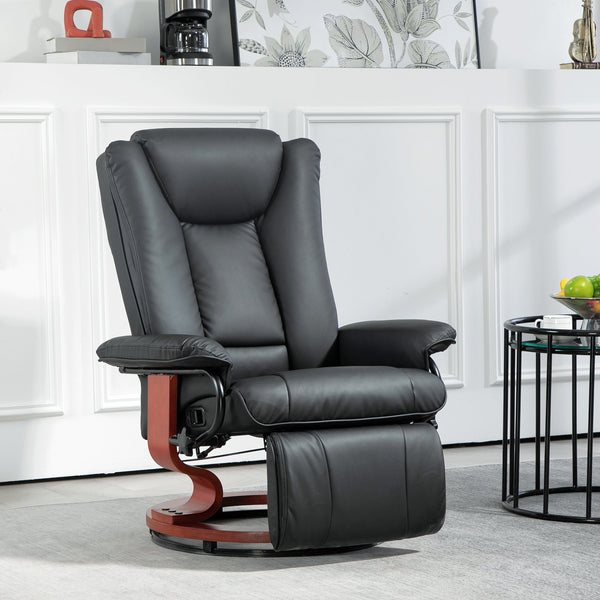 English Elm Homcom Manual Swivel Recliner Chair - Stylish Pu Leather Comfort With Adjustable Footrest & 360° Rotating Base W2225P217423