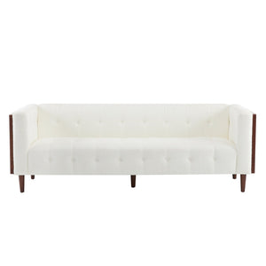 English Elm 3-seater Button Tufted Waffle Stitch Sofa Solid Hardwood Frame Mid Century Living Room N771P243854M_N771P243867M