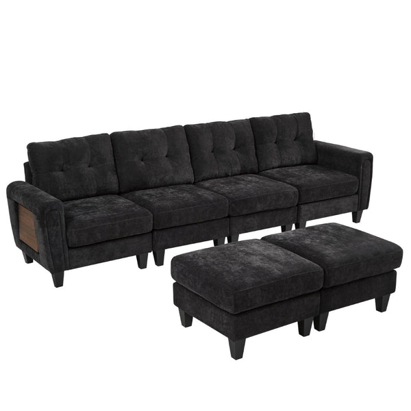 English Elm Swivel Barrel Accent Chair Chenille Tufted Round Club Seat for Living Room Lounge Black N719S002250B