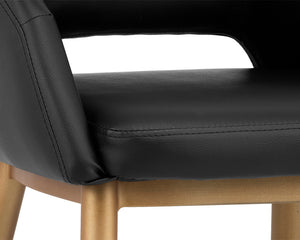Sunpan Thatcher Dining Armchair – Stylish Compact Design with Faux Leather Upholstery and Steel Frame Champagne Gold / Onyx