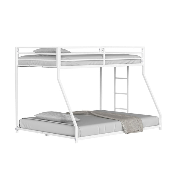 English Elm Twin Metal Low Bunk Bed Durable Full Frame Industrial Style Attached Ladder Space-Saving Design Matte White 81 L x 15 W x 7 H B2741P391248