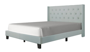 English Elm Modern Wingback Platform Bed Linen Upholstered Diamond Tufted Headboard No Box Spring B2771P498529