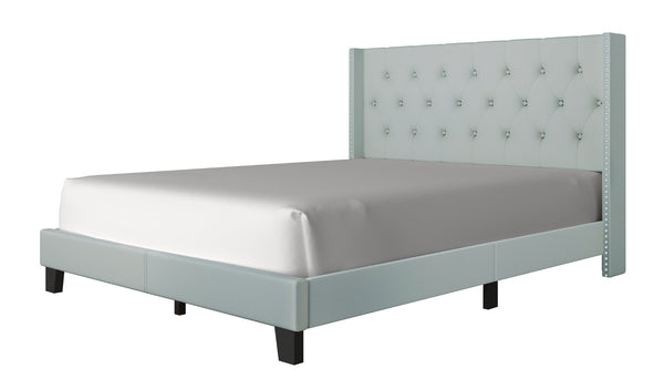 English Elm Modern Wingback Platform Bed Linen Upholstered Diamond Tufted Headboard No Box Spring B2771P498529