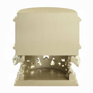 English Elm 2 Drawer Resin Nightstand Ornate Scrollwork Champagne Glam Glided Bedside Storage B016P256532