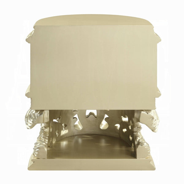 English Elm 2 Drawer Resin Nightstand Ornate Scrollwork Champagne Glam Glided Bedside Storage B016P256532