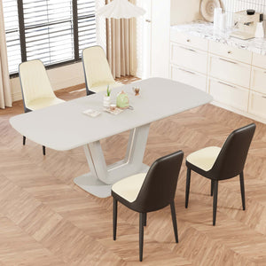 English Elm 62.99-78.74" Expandable Dining Table Set For 2-8 With 4 Pu Chairs - Modern, Space-Saving Design! W2189S00715