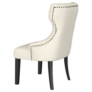 English Elm Gillian Elegant Beige & Black Wingback Dining Side Chair with Button Tufting, Nailhead Trim, Plush Comfort B062P299885