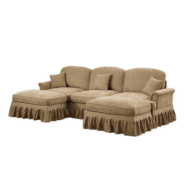 English Elm Classic Comfy Modular U-Shape Sectional Sofa With Removable Skirts, Ottoman, And Stylish Design W3041S00246