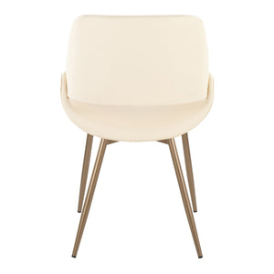 English Elm Fabrico Contemporary Accent Chair with Antique Copper Legs and Plush Faux Leather Upholstery Set Cream B202S01240