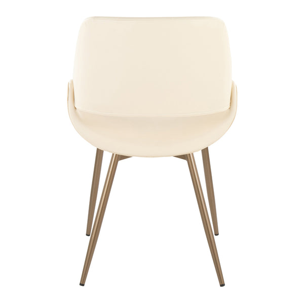 English Elm Fabrico Contemporary Accent Chair with Antique Copper Legs and Plush Faux Leather Upholstery Set Cream B202S01240