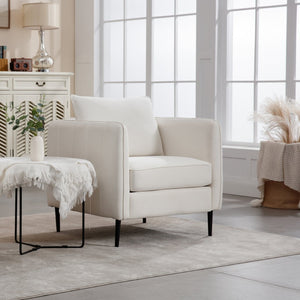English Elm Accent Velvet Armchair Mid-century Modern Plush Seat with Metal Legs for Any Room W3244P327103