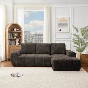 English Elm Compression Chenille Sectional Sofa Oversized L-shaped Living Room Couch Ready to Use Brown W3716S00007