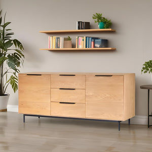 Origins Akira Sideboard - Sleek Storage Solution With Adjustable Shelves, Drawers, And Durable Design Light Oak Mahogany Solids & Gmelina Veneer 2400-64