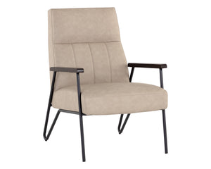 Sunpan Coelho Lounge Chair - Stylish Mid-Century Comfort with Vertical Tufting and Black Steel Base Bounce Stone