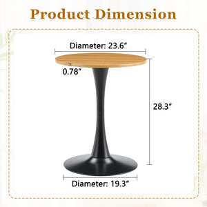 English Elm Round Faux Marble Tulip Dining Table Mid Century Pedestal Base for Compact Kitchens Wood W2920P395714