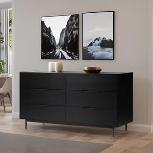 Origins Akira Dresser - Stylish Six-drawer Storage Solution With Durable Construction And Metal Glides Black Mahogany Solids & Gmelina Veneer 2400blk-03