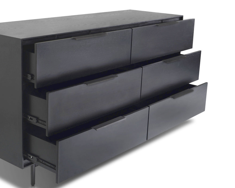 Origins Akira Dresser - Stylish Six-drawer Storage Solution With Durable Construction And Metal Glides Black Mahogany Solids & Gmelina Veneer 2400blk-03