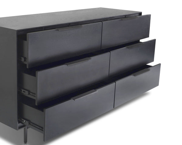 Origins Akira Dresser - Stylish Six-drawer Storage Solution With Durable Construction And Metal Glides Black Mahogany Solids & Gmelina Veneer 2400blk-03