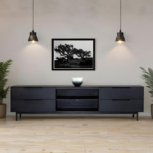 Origins Akira Tv Console For Stylish Storage, Featuring Durable Drawers And Adjustable Open Shelves Design Black Mahogany Solids & Gmelina Veneer 2400blk-10